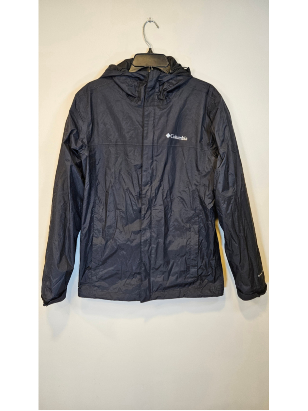 Columbia Omni-Tech Rain Jacket Womens Small Black Hooded Waterproof Shell